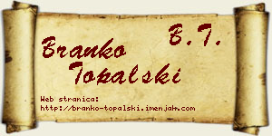 Branko Topalski vizit kartica